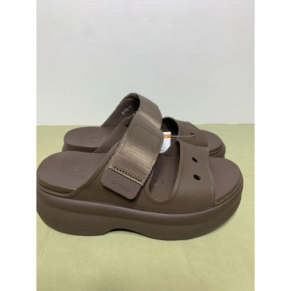 Crocs Women's Soho Two-Strap Sandals, Platform Sandals,‎ Brown, Size 10